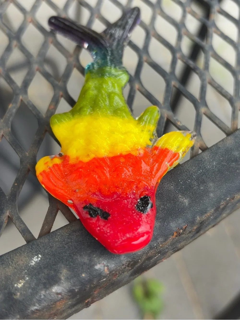 Artisan Fused Glass Rainbow Fish Garden Art